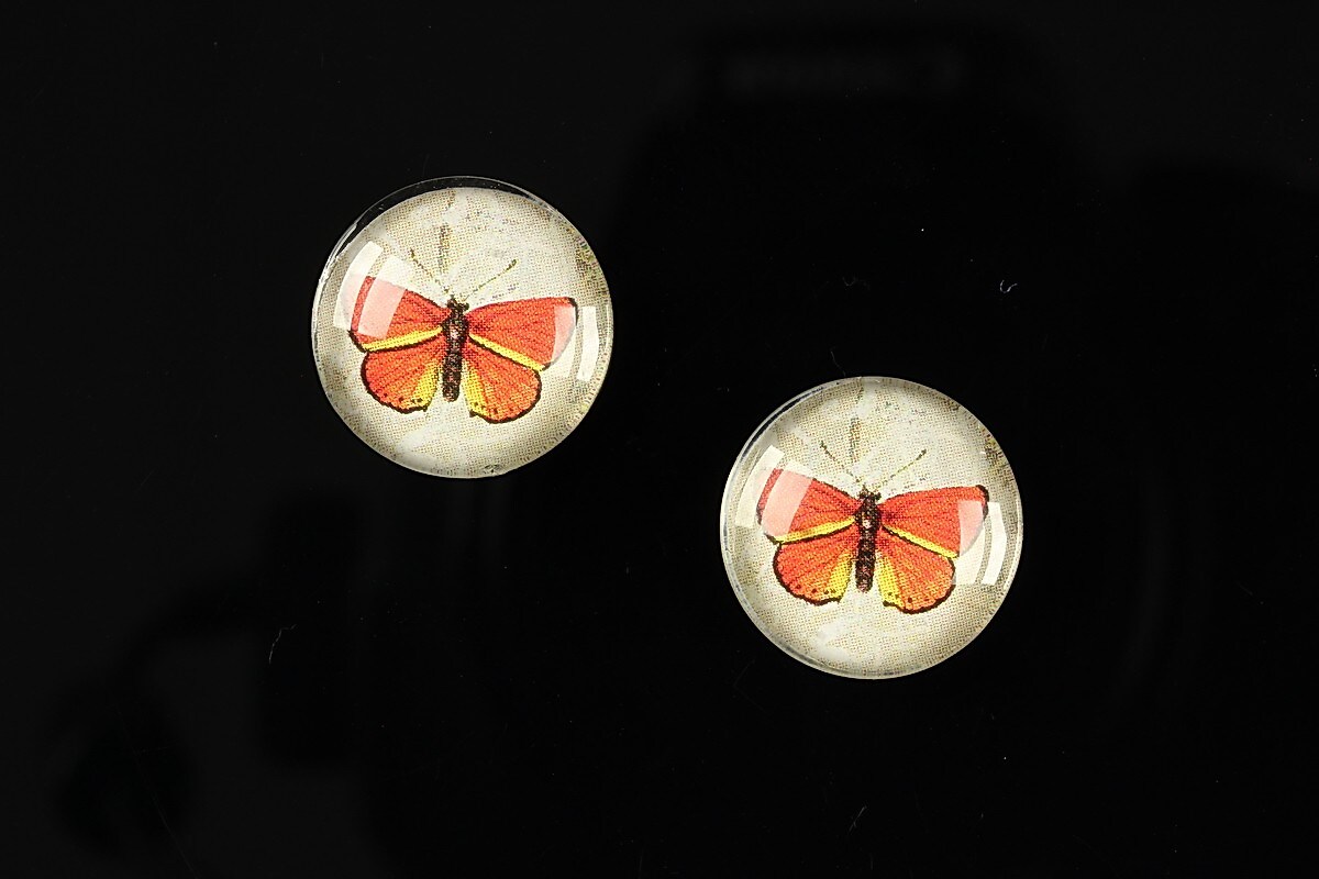 Cabochon sticla 16mm "Colorful wings" cod 026