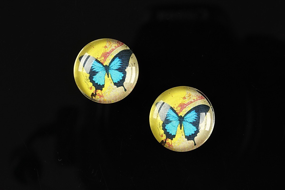 Cabochon sticla 16mm "Colorful wings" cod 027