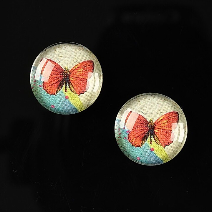 Cabochon sticla 16mm "Colorful wings" cod 028