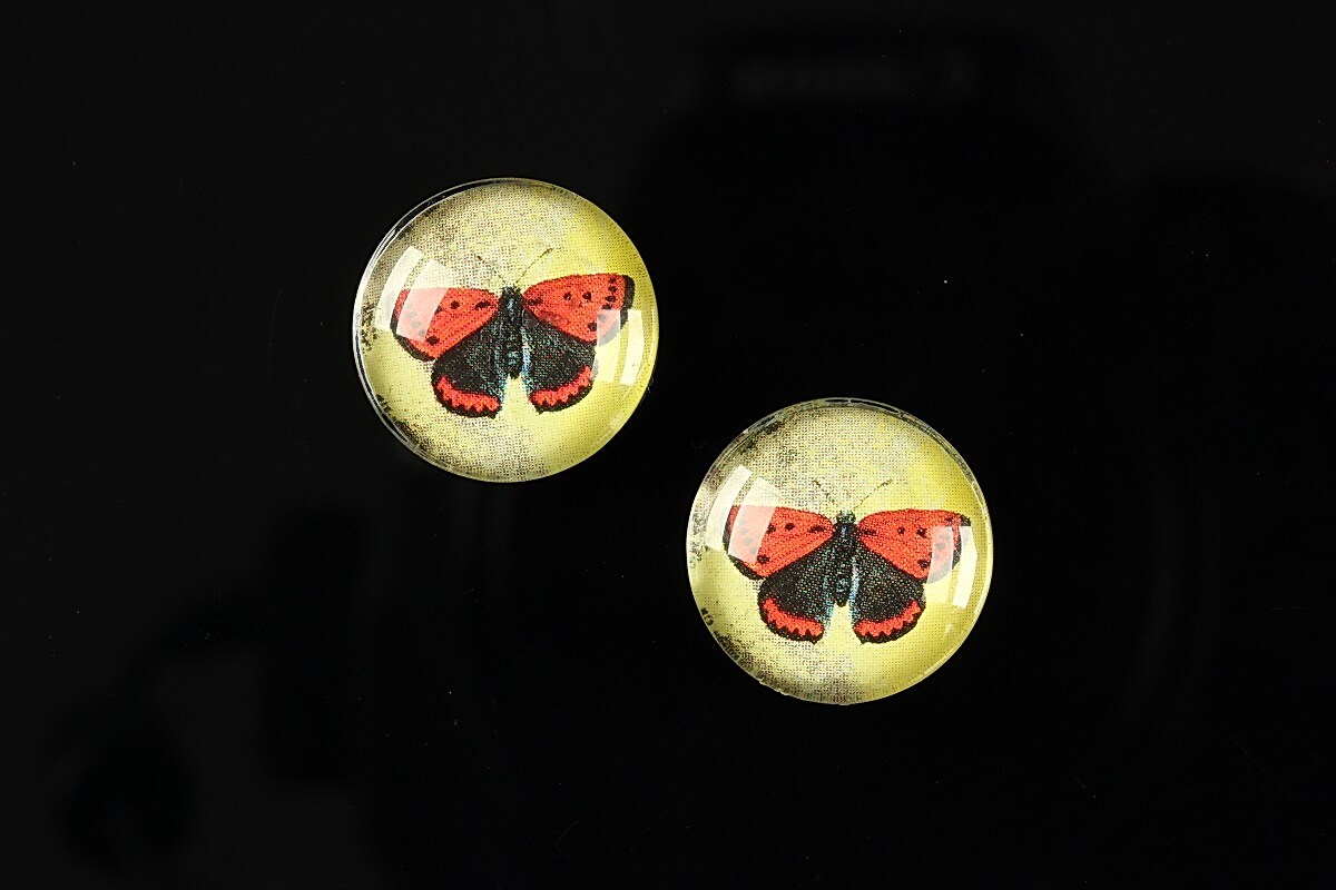 Cabochon sticla 16mm "Colorful wings" cod 029
