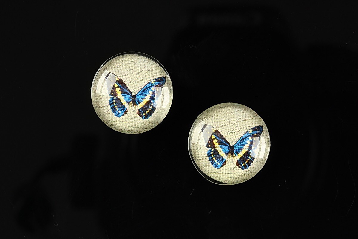 Cabochon sticla 16mm "Colorful wings" cod 030