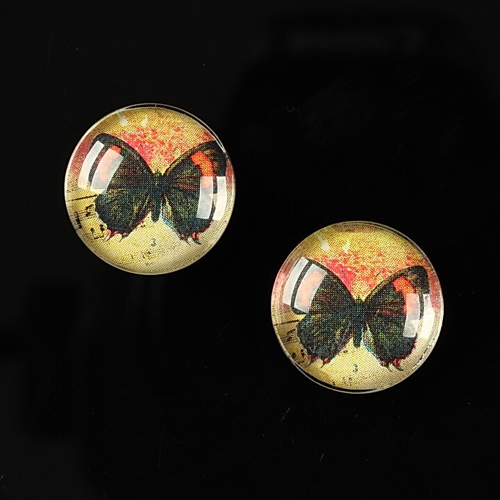 Cabochon sticla 16mm "Colorful wings" cod 031