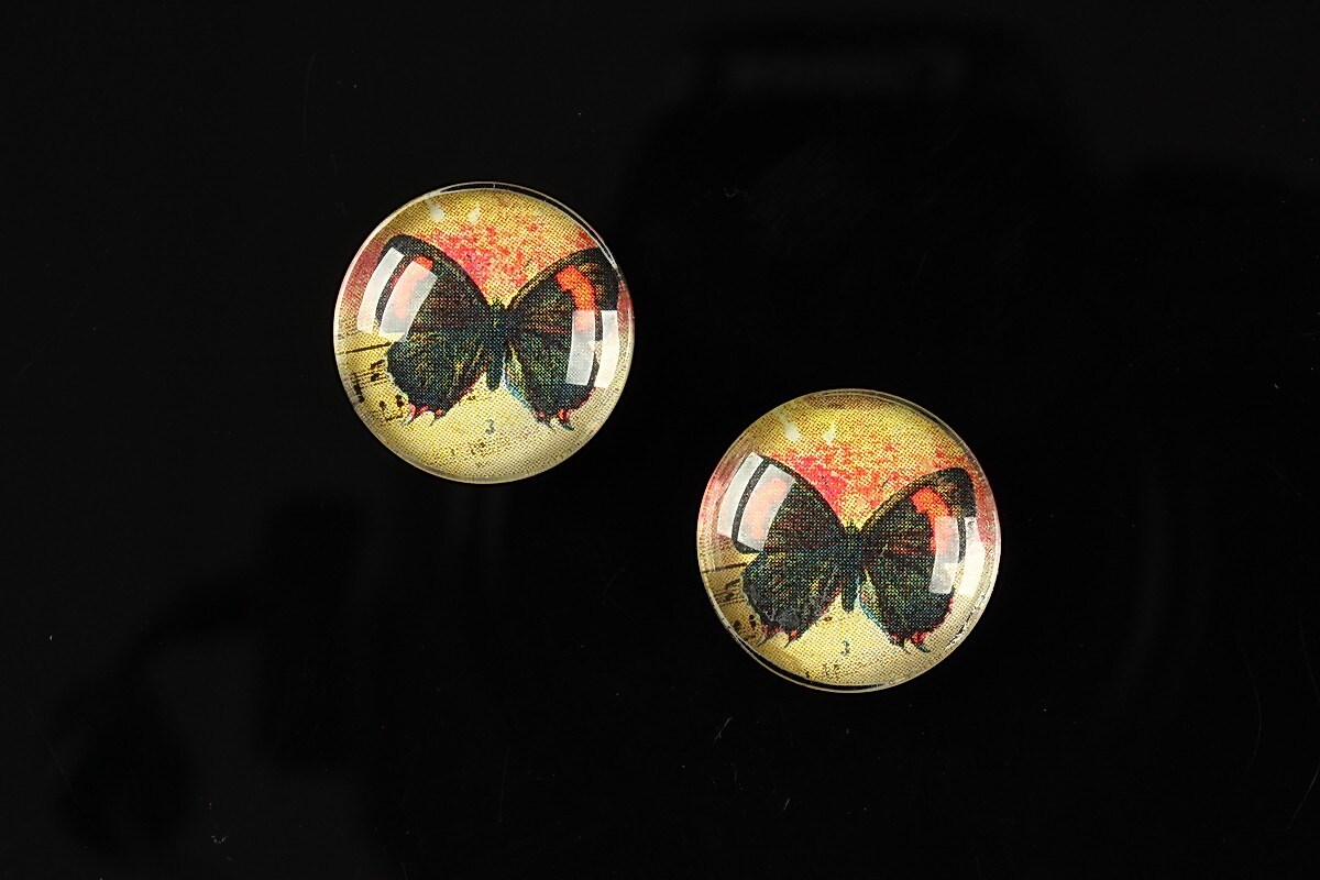 Cabochon sticla 16mm "Colorful wings" cod 031