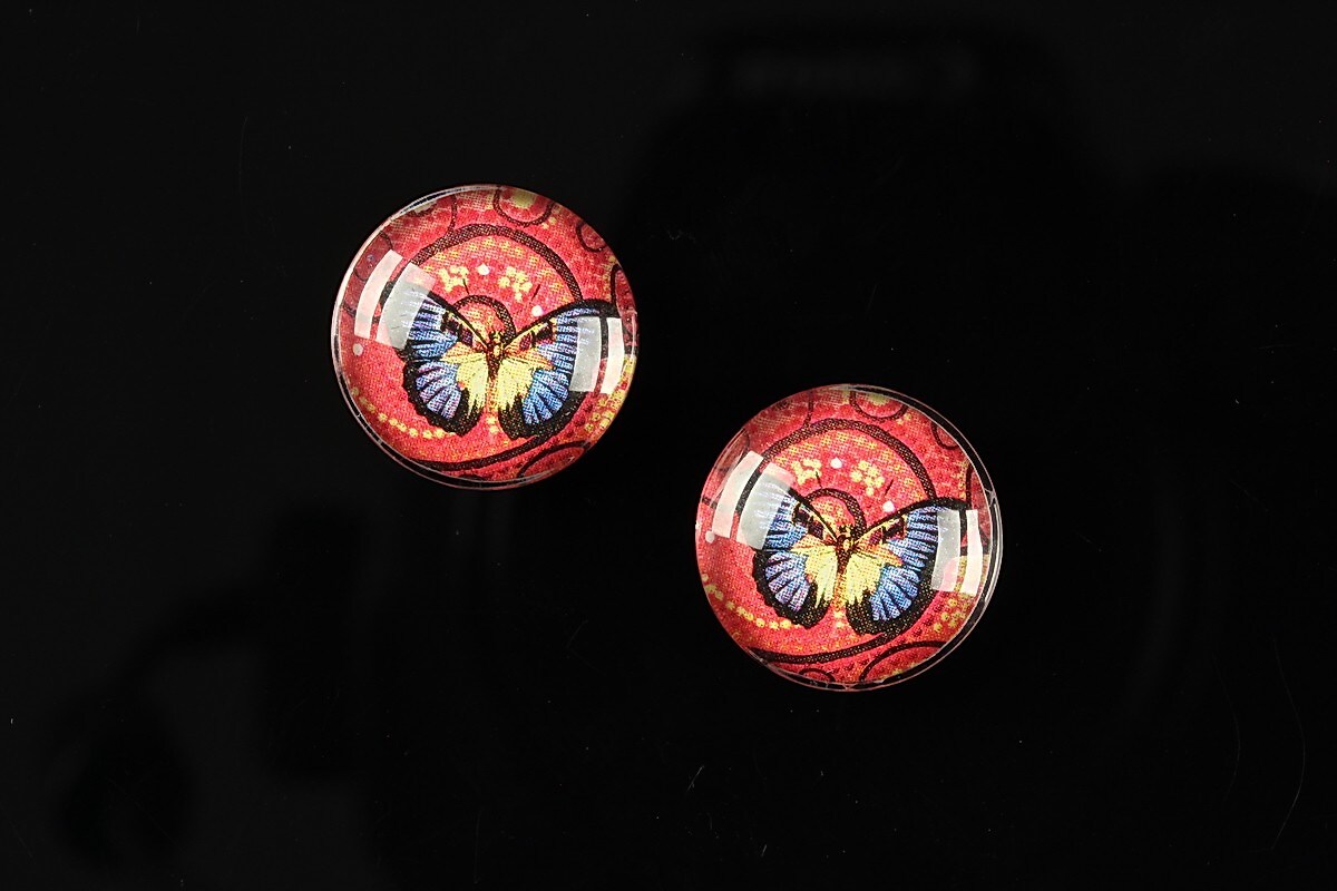 Cabochon sticla 16mm "Magic Butterfly" cod 032