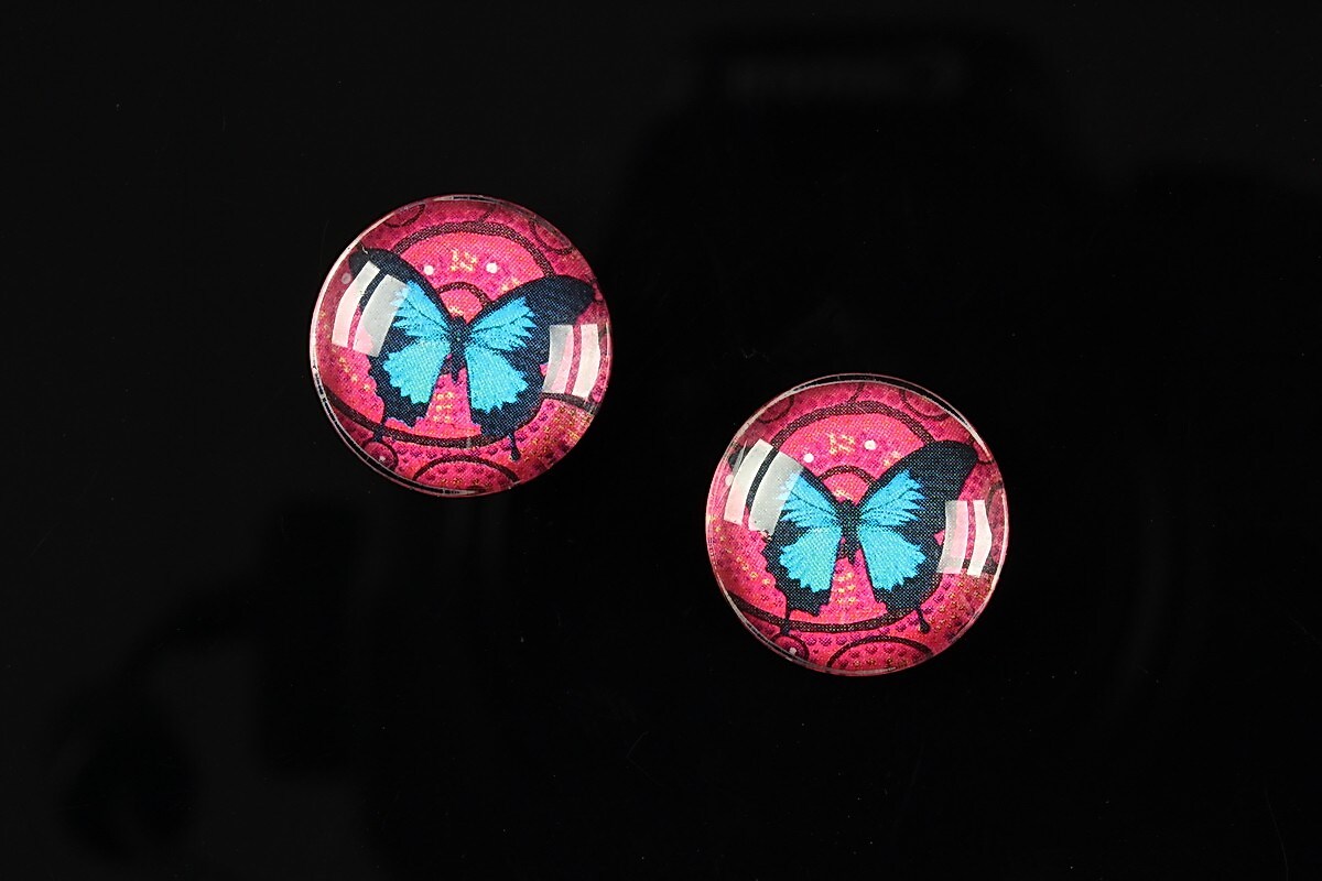 Cabochon sticla 16mm "Magic Butterfly" cod 034