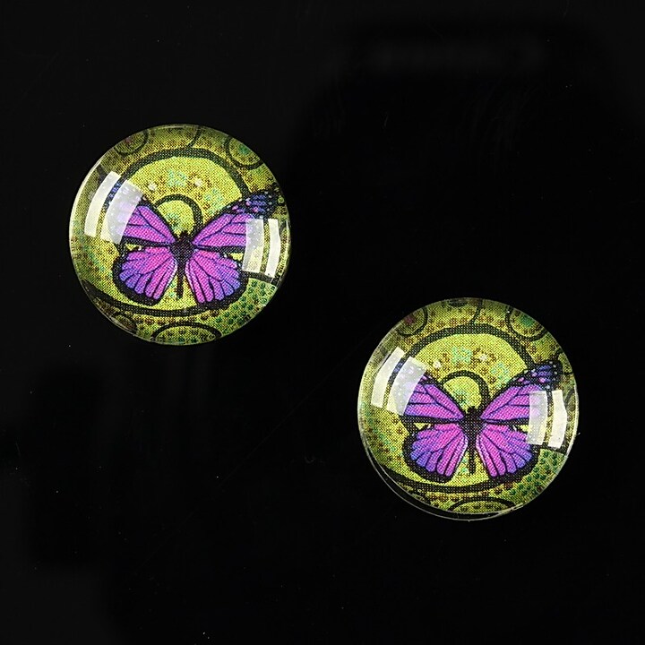 Cabochon sticla 16mm "Magic Butterfly" cod 036