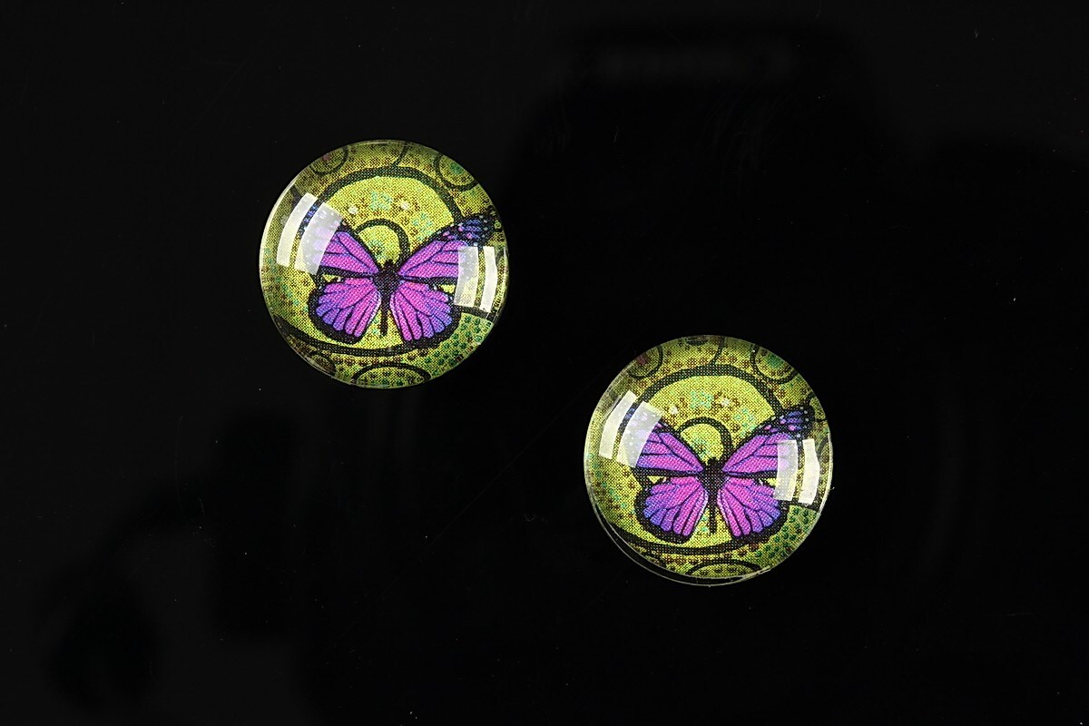 Cabochon sticla 16mm "Magic Butterfly" cod 036