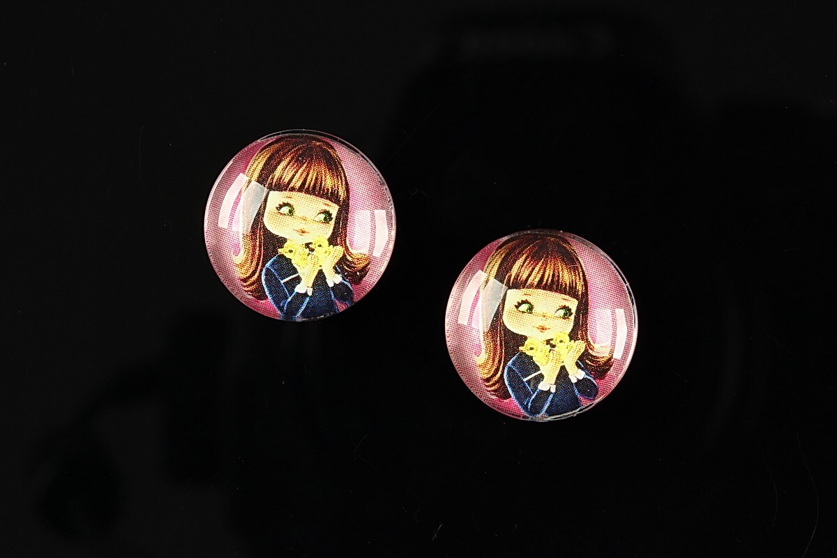 Cabochon sticla 16mm "Baby dolls" cod 038