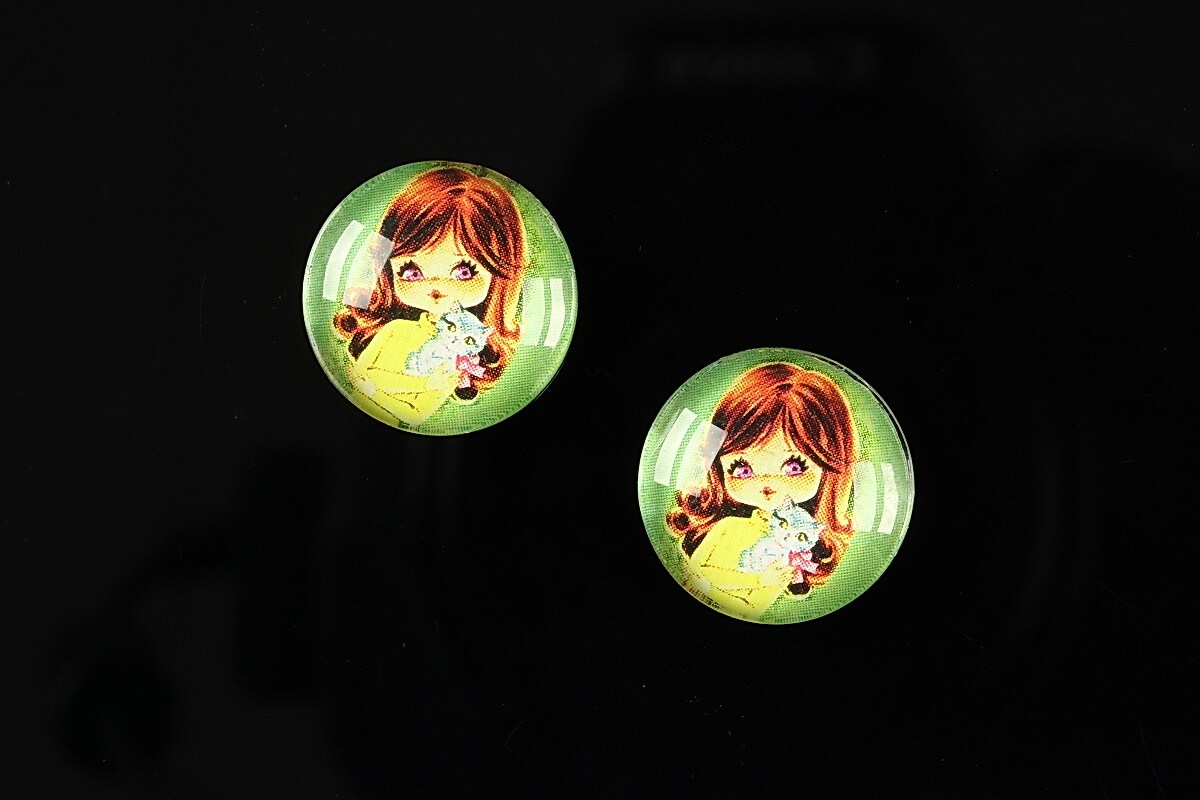 Cabochon sticla 16mm "Baby dolls" cod 039