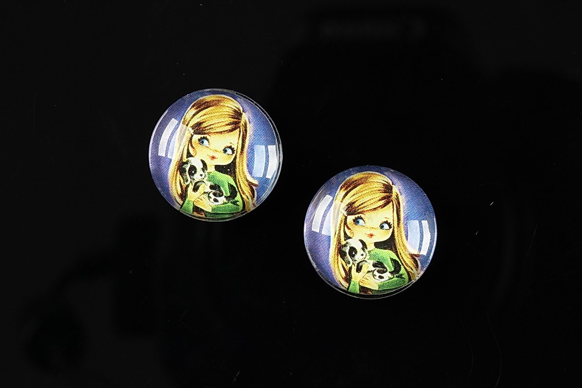 Cabochon sticla 16mm "Baby dolls" cod 040