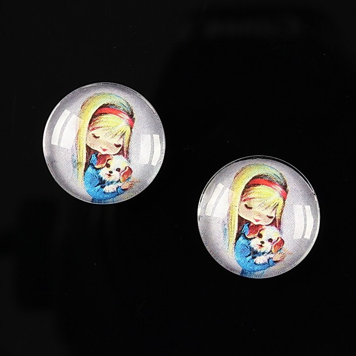 Cabochon sticla 16mm "Baby dolls" cod 042