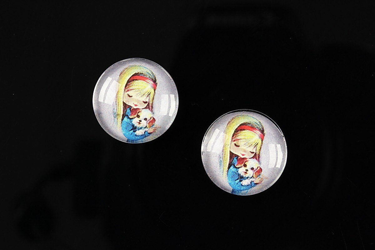 Cabochon sticla 16mm "Baby dolls" cod 042