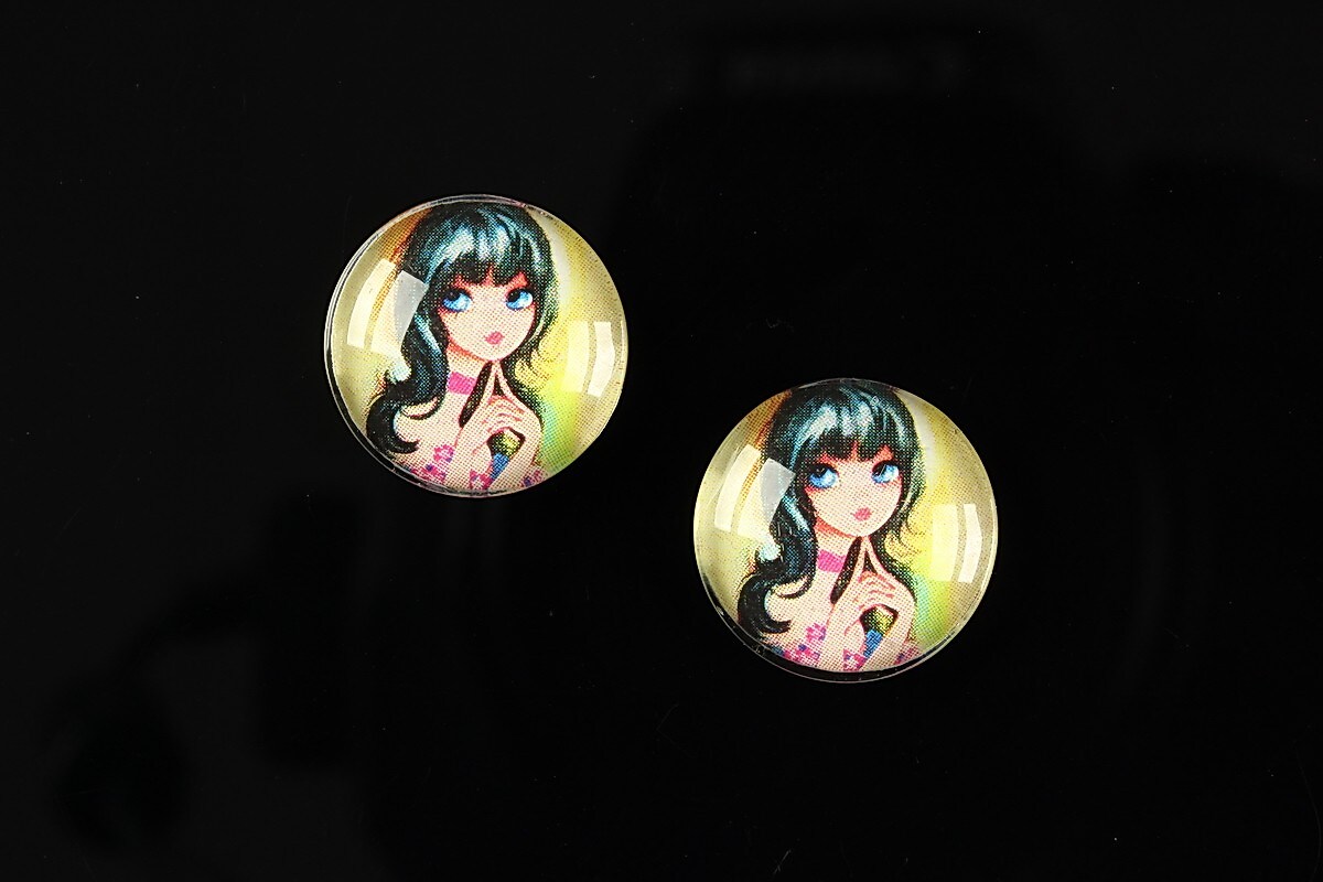 Cabochon sticla 16mm "Baby dolls" cod 043