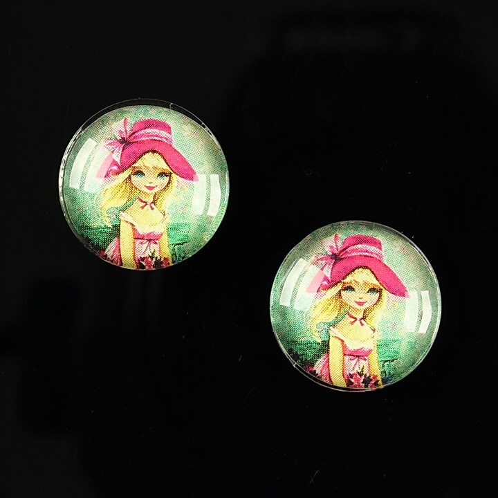 Cabochon sticla 16mm "Baby dolls" cod 044