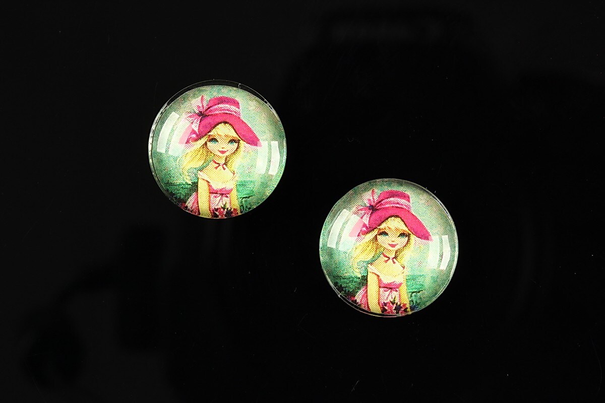 Cabochon sticla 16mm "Baby dolls" cod 044