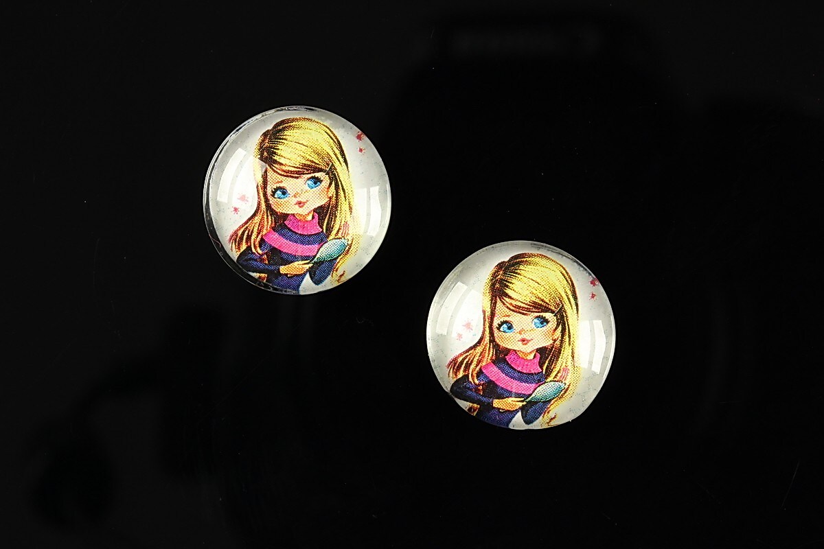 Cabochon sticla 16mm "Baby dolls" cod 045