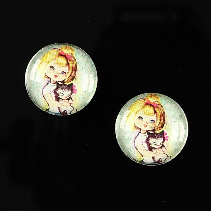 Cabochon sticla 16mm "Baby dolls" cod 047