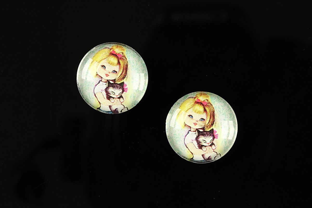 Cabochon sticla 16mm "Baby dolls" cod 047