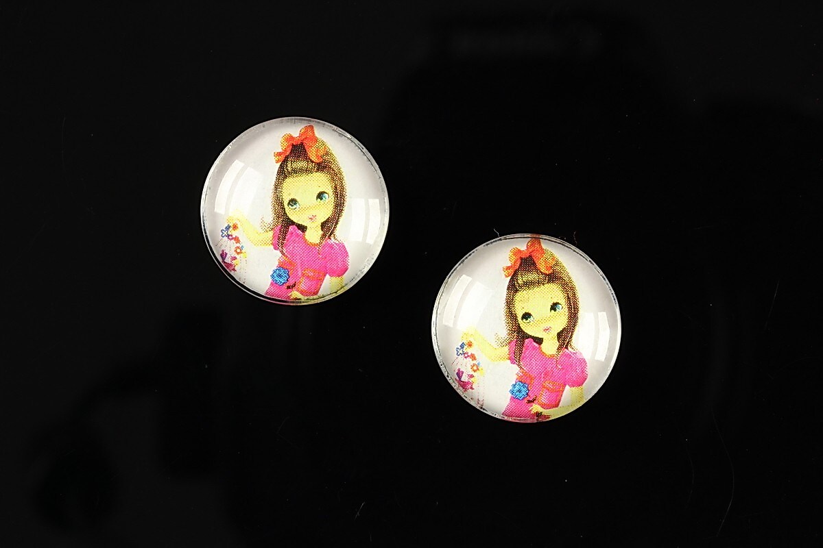 Cabochon sticla 16mm "Baby dolls" cod 048