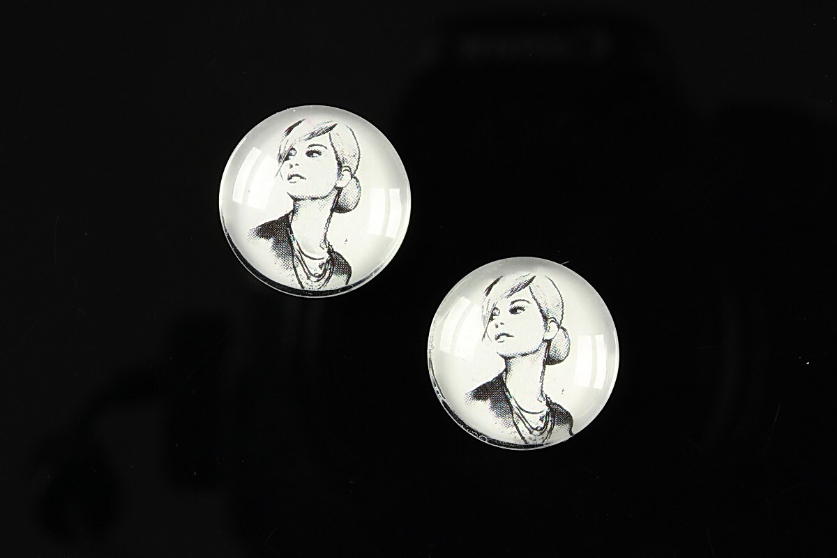 Cabochon sticla 16mm "illustration" cod 050