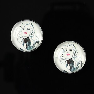 Cabochon sticla 16mm "illustration" cod 051