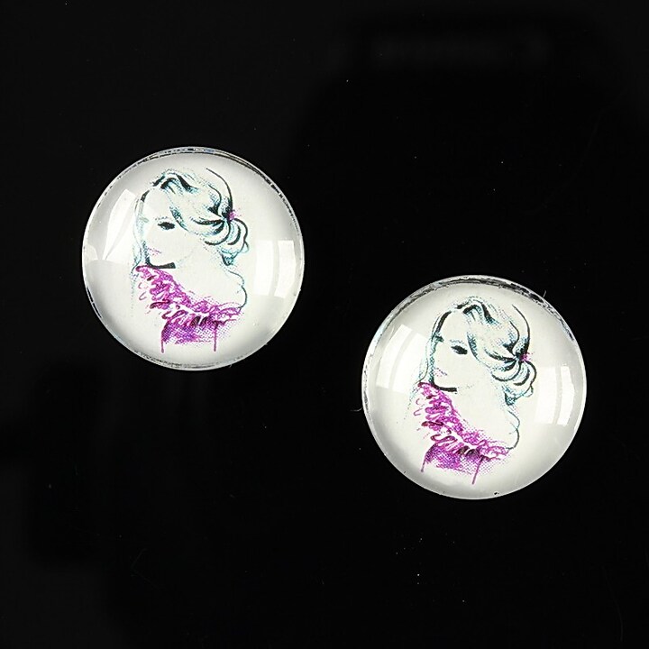 Cabochon sticla 16mm "illustration" cod 054