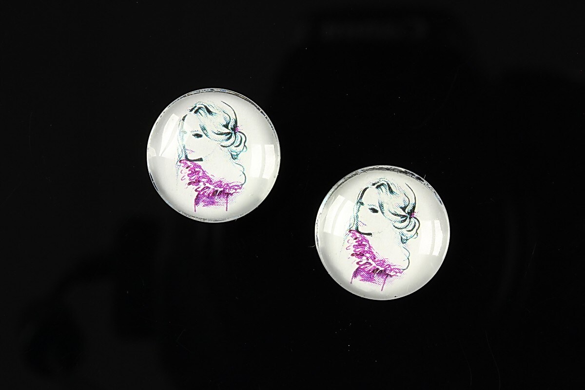 Cabochon sticla 16mm "illustration" cod 054