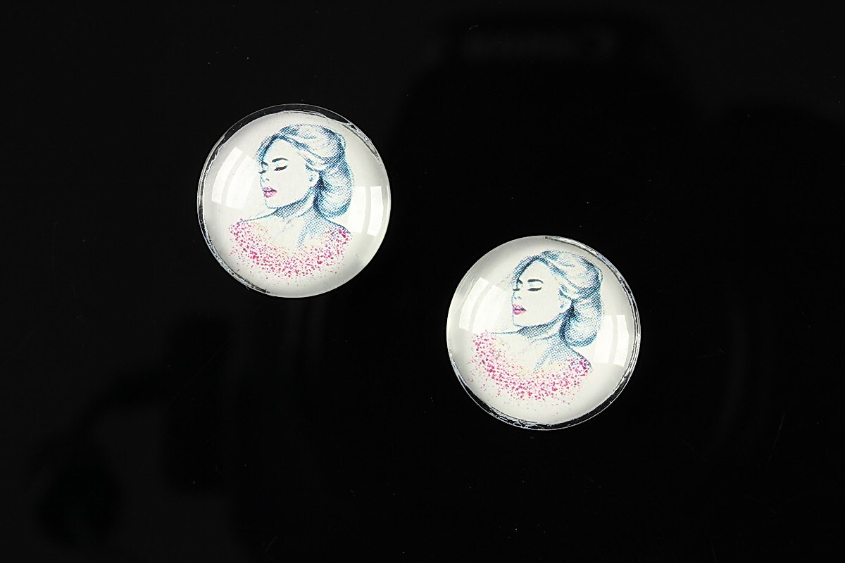 Cabochon sticla 16mm "illustration" cod 055