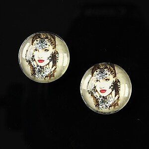 Cabochon sticla 16mm "illustration" cod 056