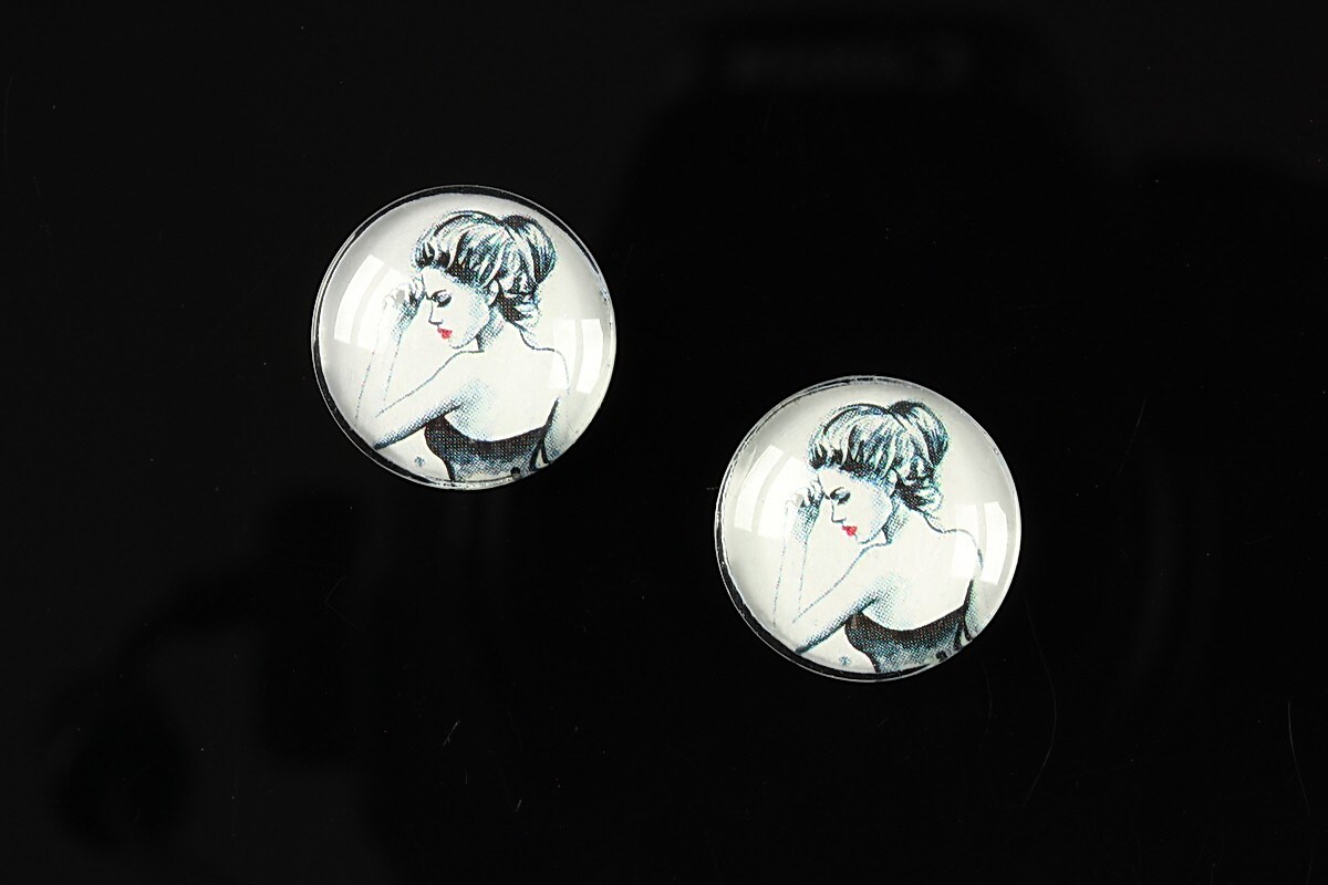 Cabochon sticla 16mm "illustration" cod 057
