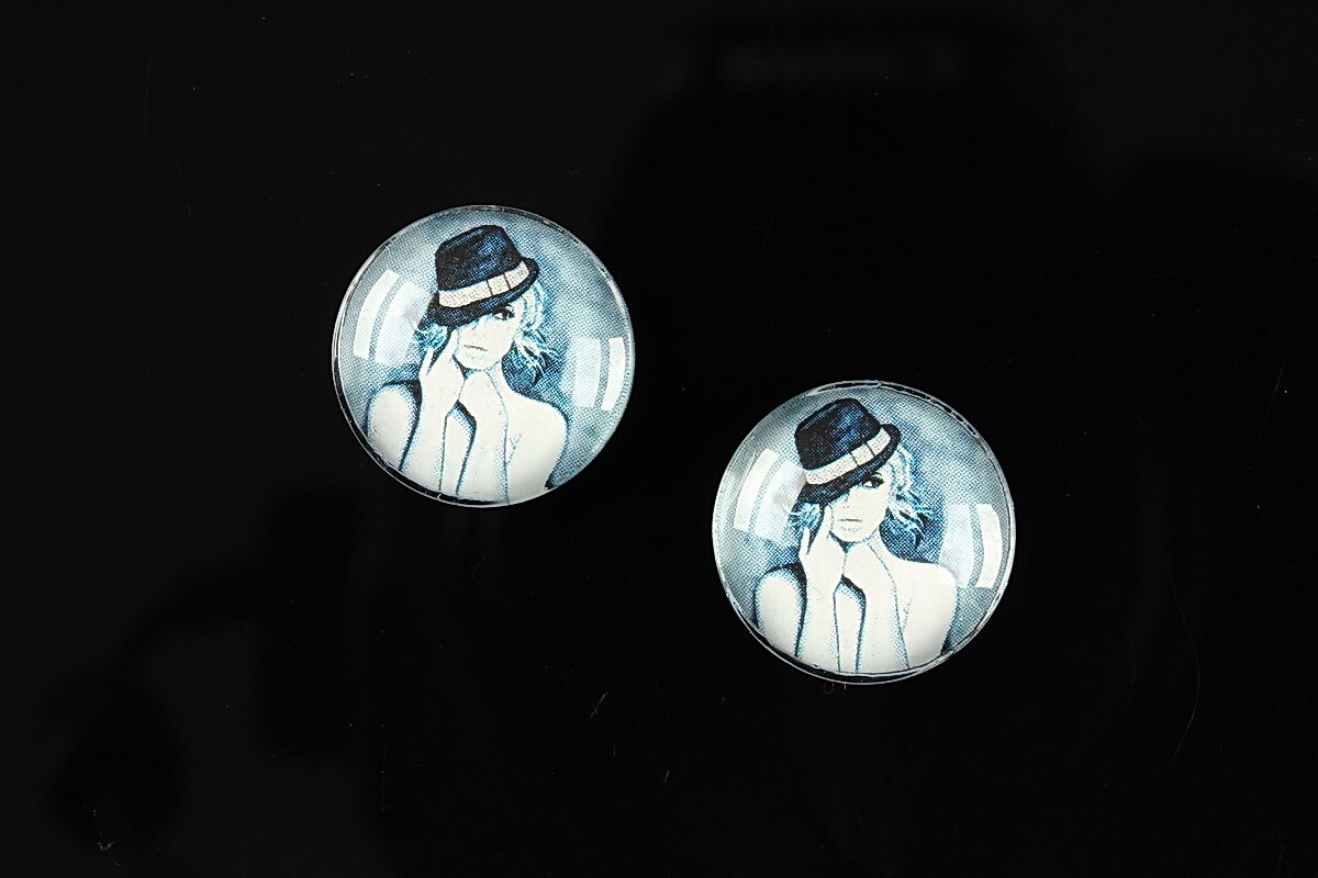 Cabochon sticla 16mm "illustration" cod 058