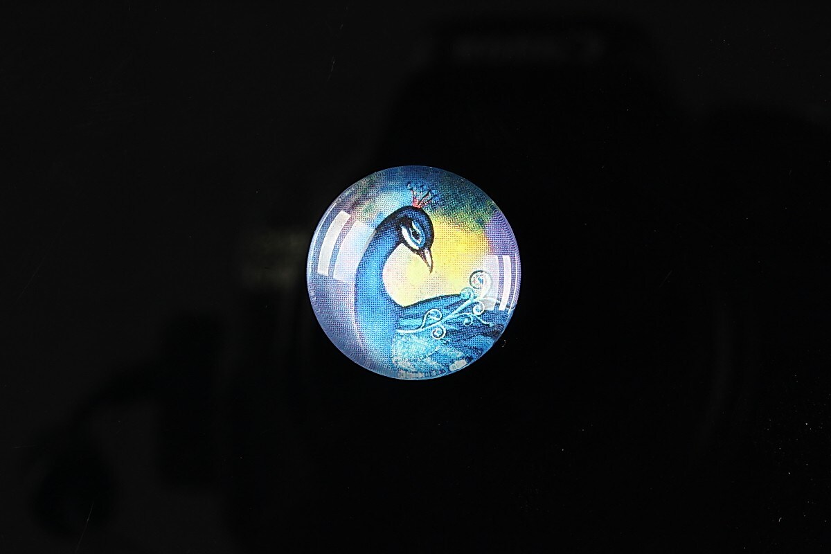 Cabochon sticla 18mm "Peacock story" cod 079