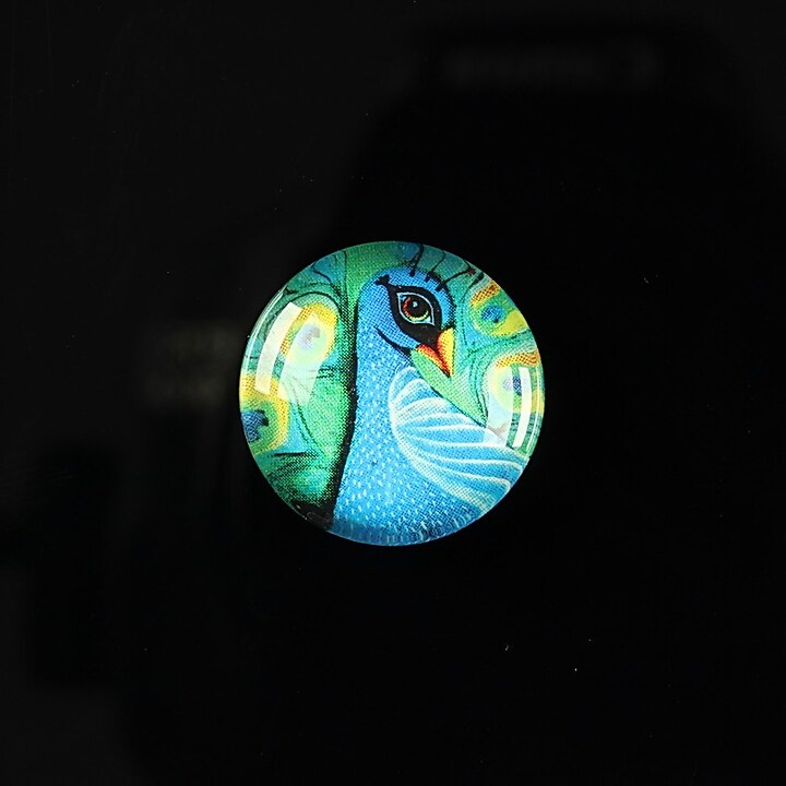 Cabochon sticla 18mm "Peacock story" cod 081