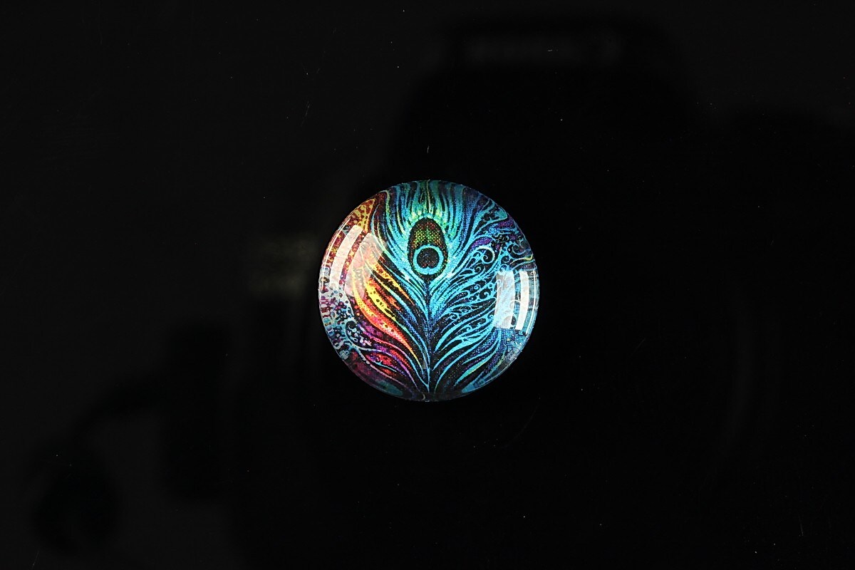 Cabochon sticla 18mm "Peacock story" cod 084