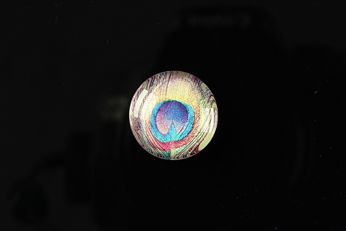 Cabochon sticla 18mm "Peacock story" cod 085