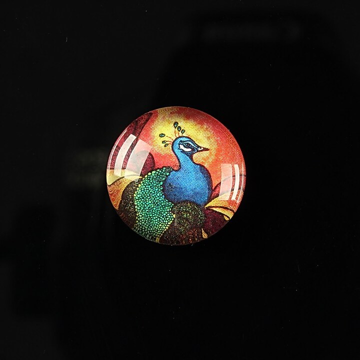 Cabochon sticla 18mm "Peacock story" cod 086