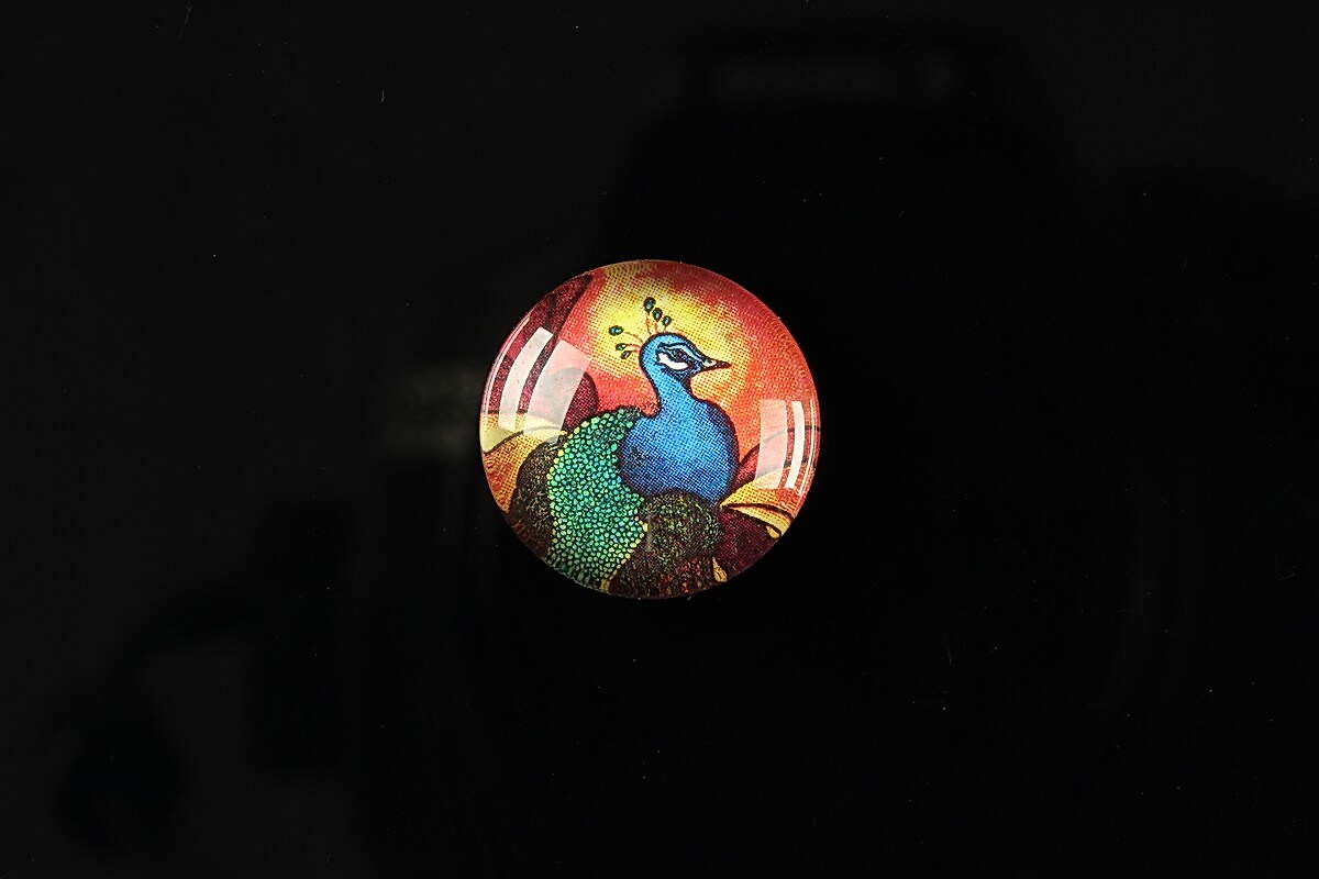 Cabochon sticla 18mm "Peacock story" cod 086