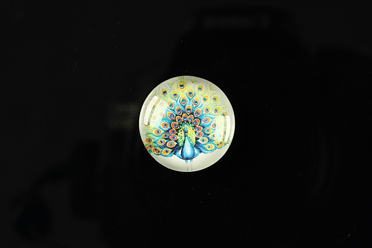 Cabochon sticla 18mm "Peacock story" cod 087