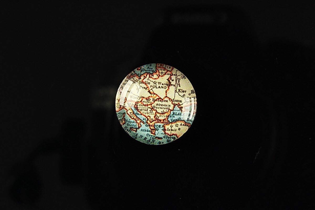 Cabochon sticla 18mm "Vintage world map" cod 112