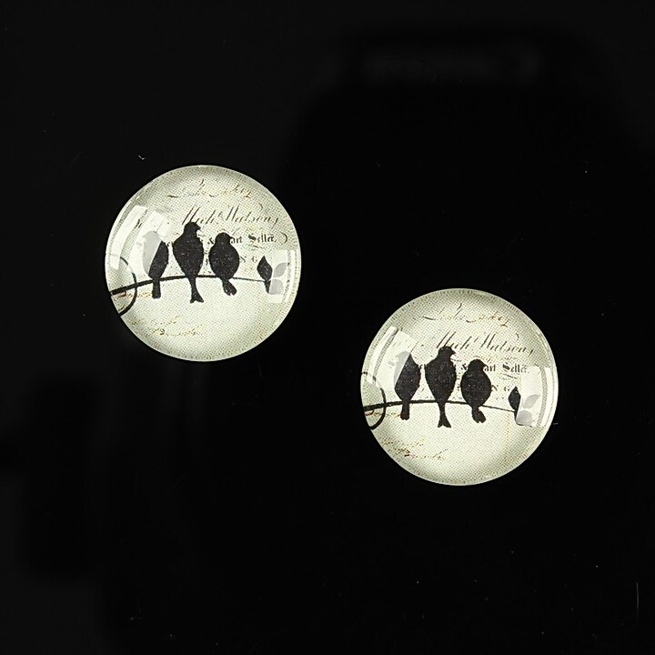 Cabochon sticla 14mm "Black on paper" cod 132