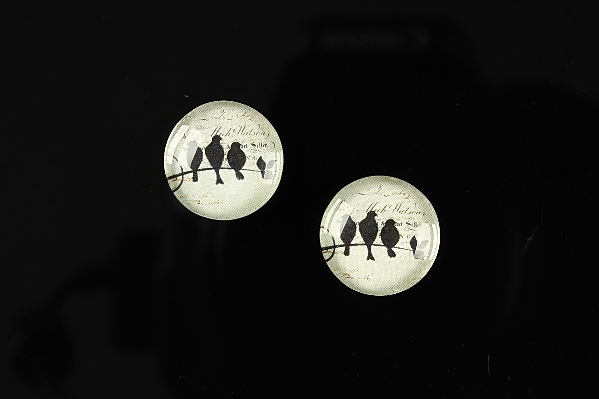 Cabochon sticla 14mm "Black on paper" cod 132