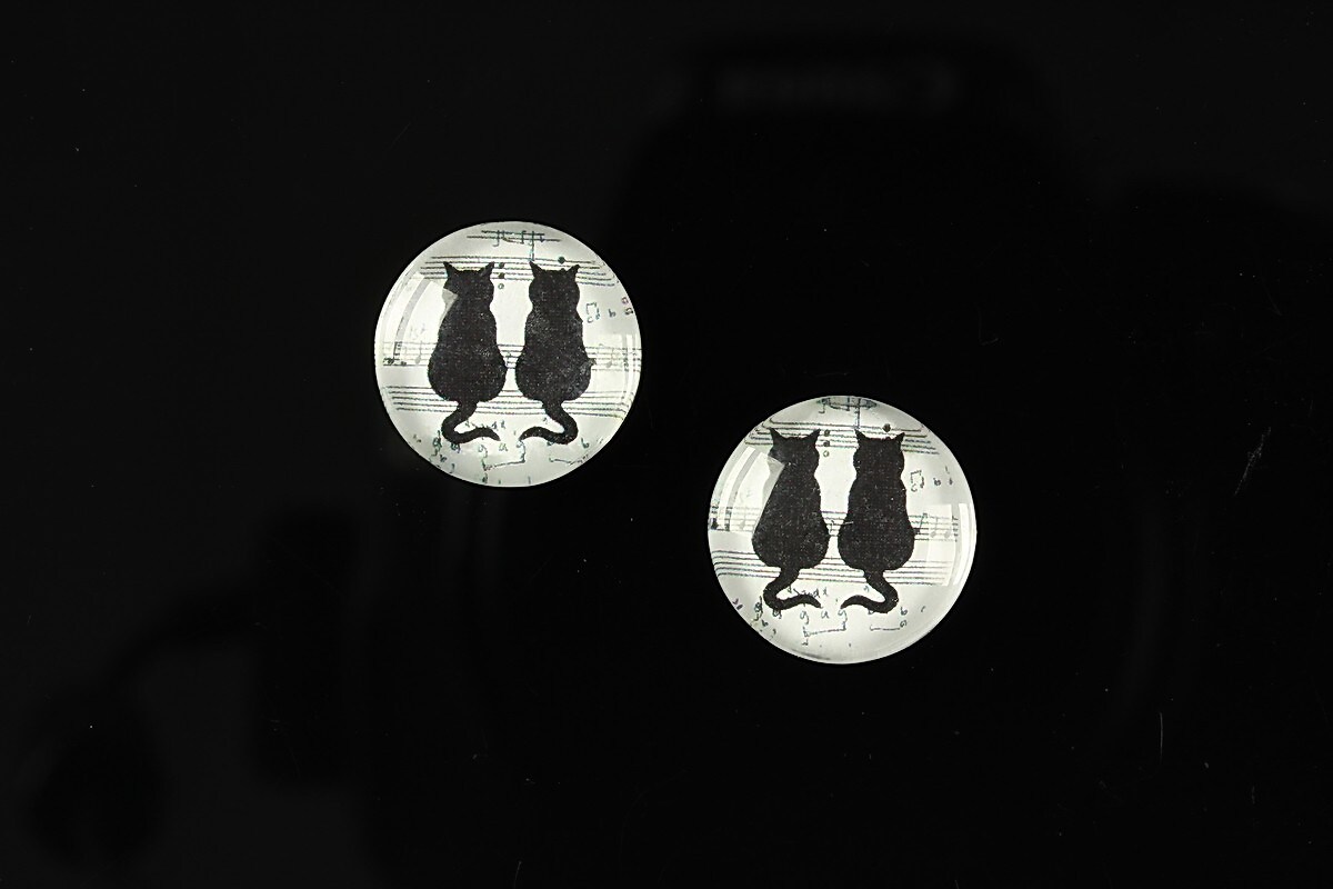 Cabochon sticla 14mm "Black on paper" cod 139