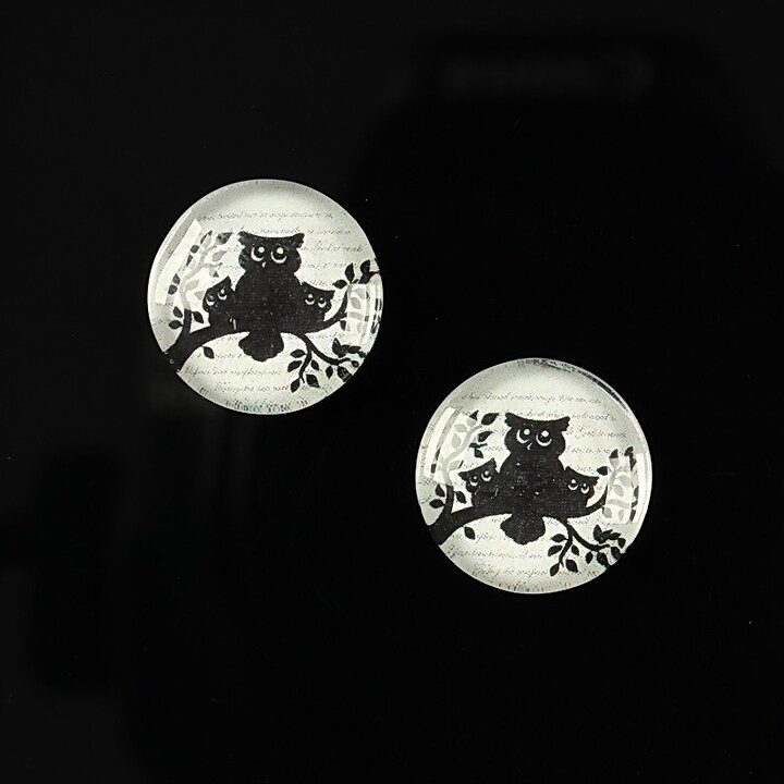 Cabochon sticla 14mm "Black on paper" cod 141