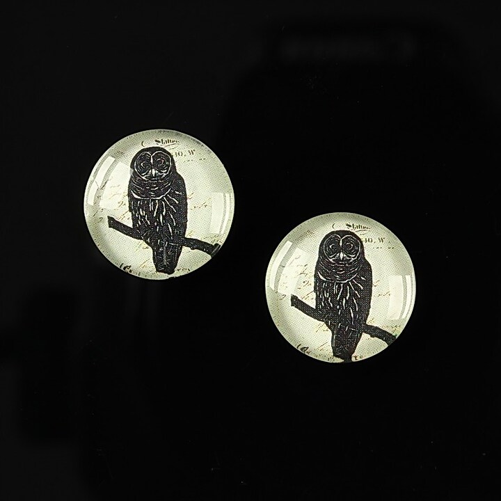 Cabochon sticla 14mm "Black on paper" cod 143