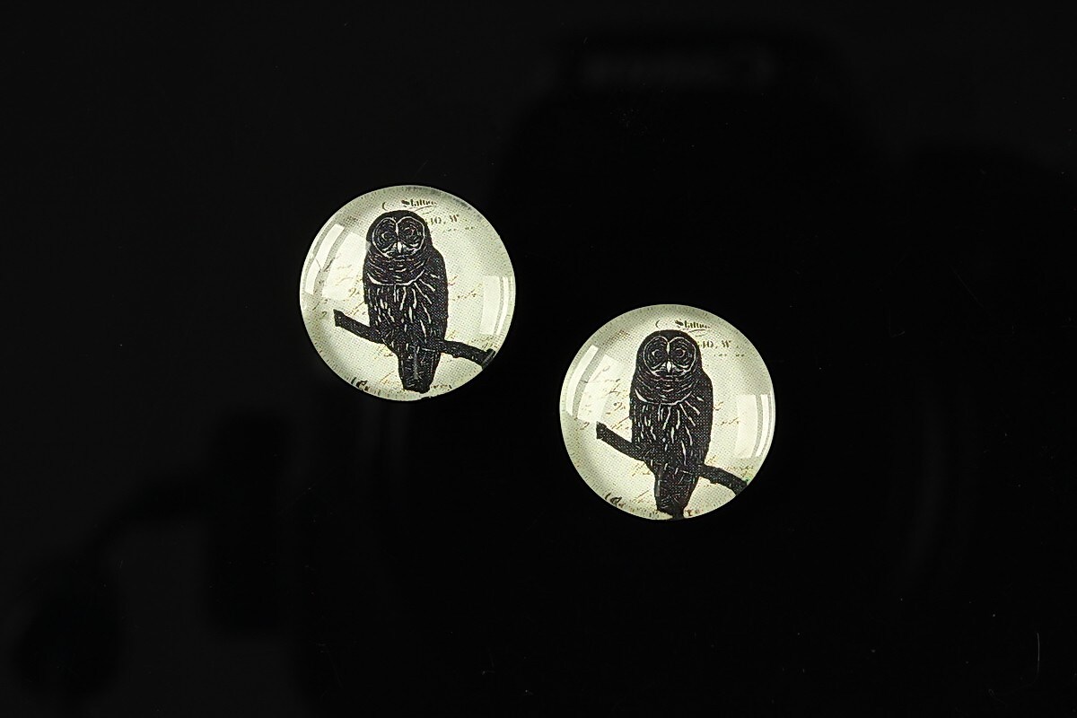 Cabochon sticla 14mm "Black on paper" cod 143