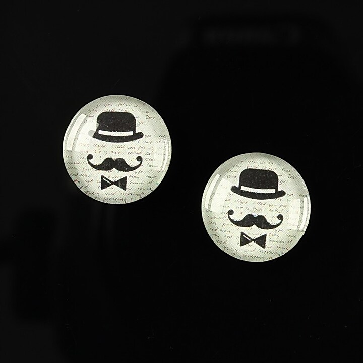 Cabochon sticla 14mm "Lovely moustache" cod 144