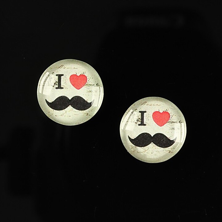 Cabochon sticla 14mm "Lovely moustache" cod 145