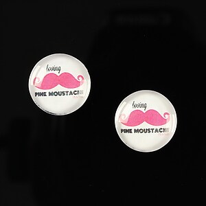 Cabochon sticla 14mm "Lovely moustache" cod 147