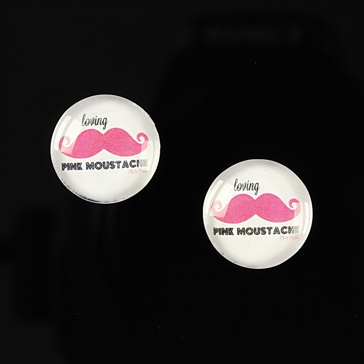 Cabochon sticla 14mm "Lovely moustache" cod 147