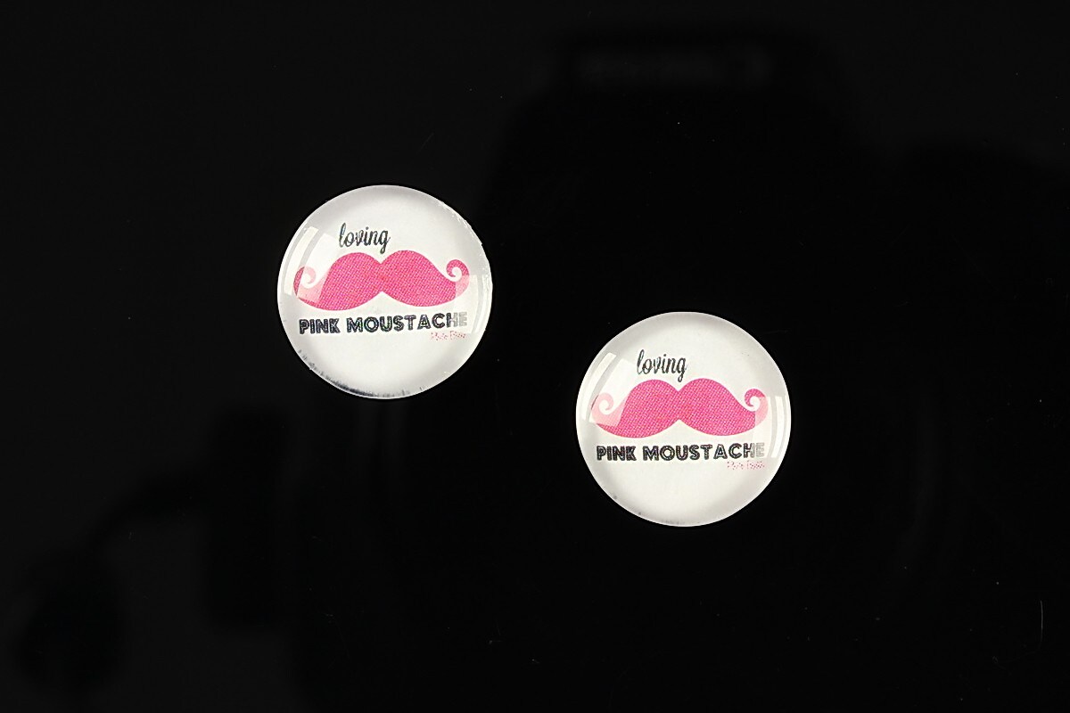 Cabochon sticla 14mm "Lovely moustache" cod 147